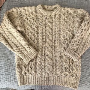 Vintage Irish Fisherman Sweater 100% Wool Chunky Knit